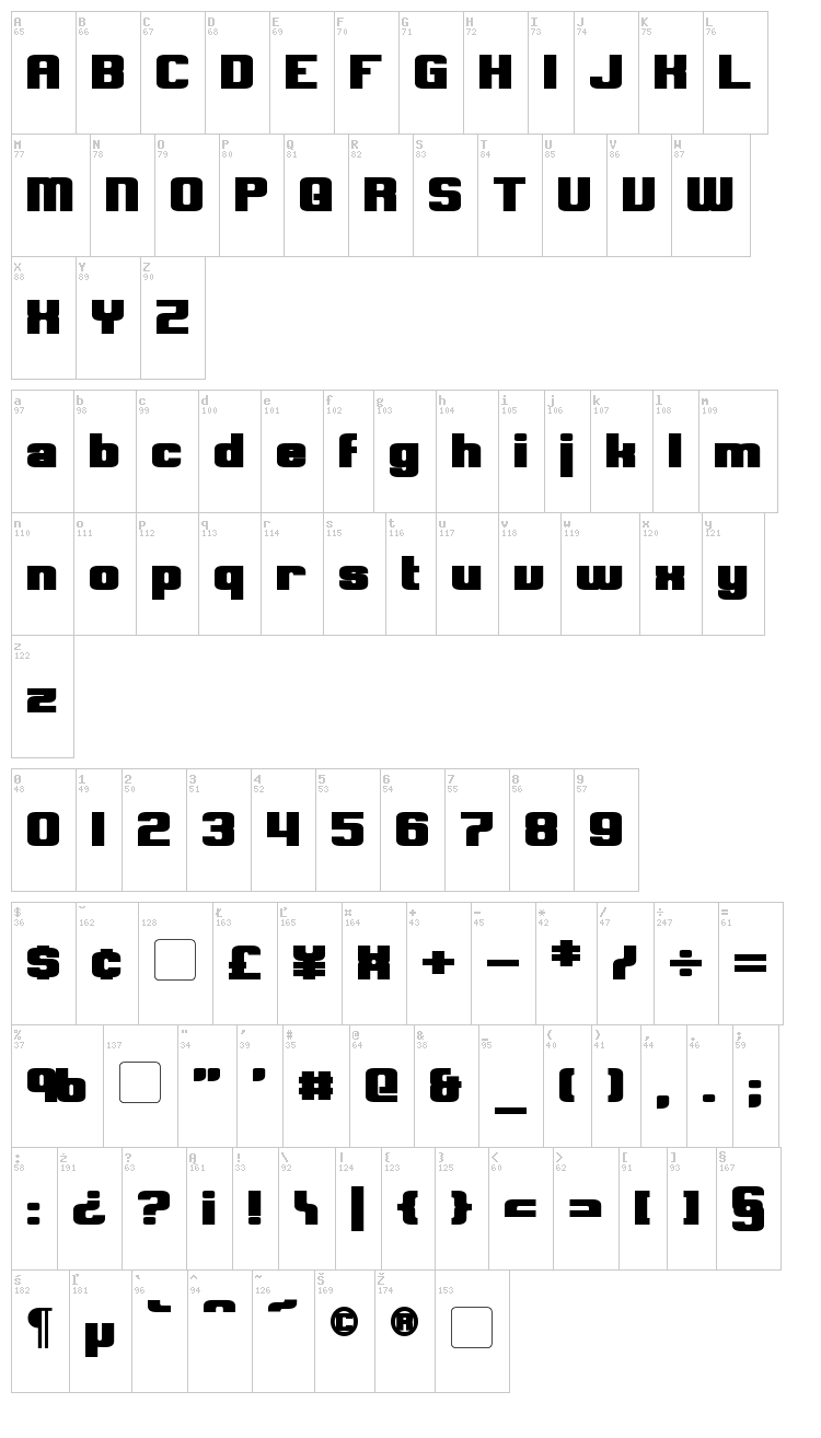 Clark font map